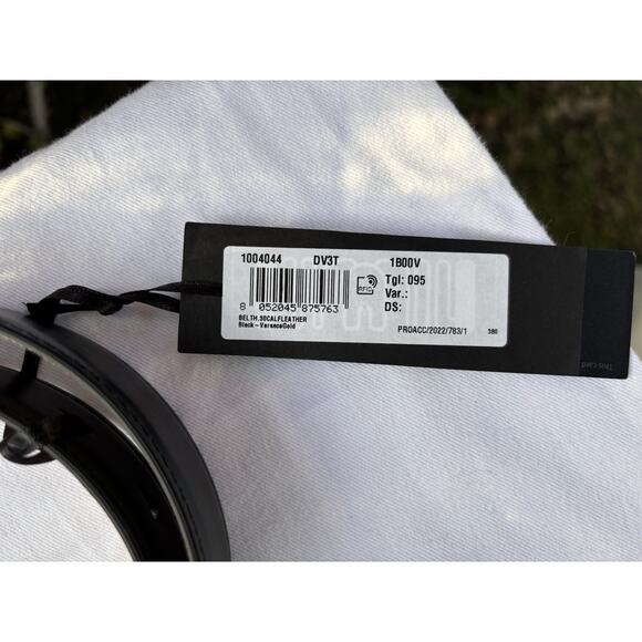 Versace Spell Out Buckle Leather Belt Black Sz 95 38 main image 6